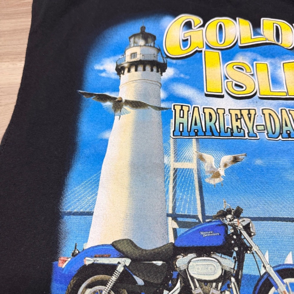 Harley-Davidson Muscle Tee‎ Mens 2XL Black Golden Isles Brunswick Georgia Biker - Picture 3 of 14